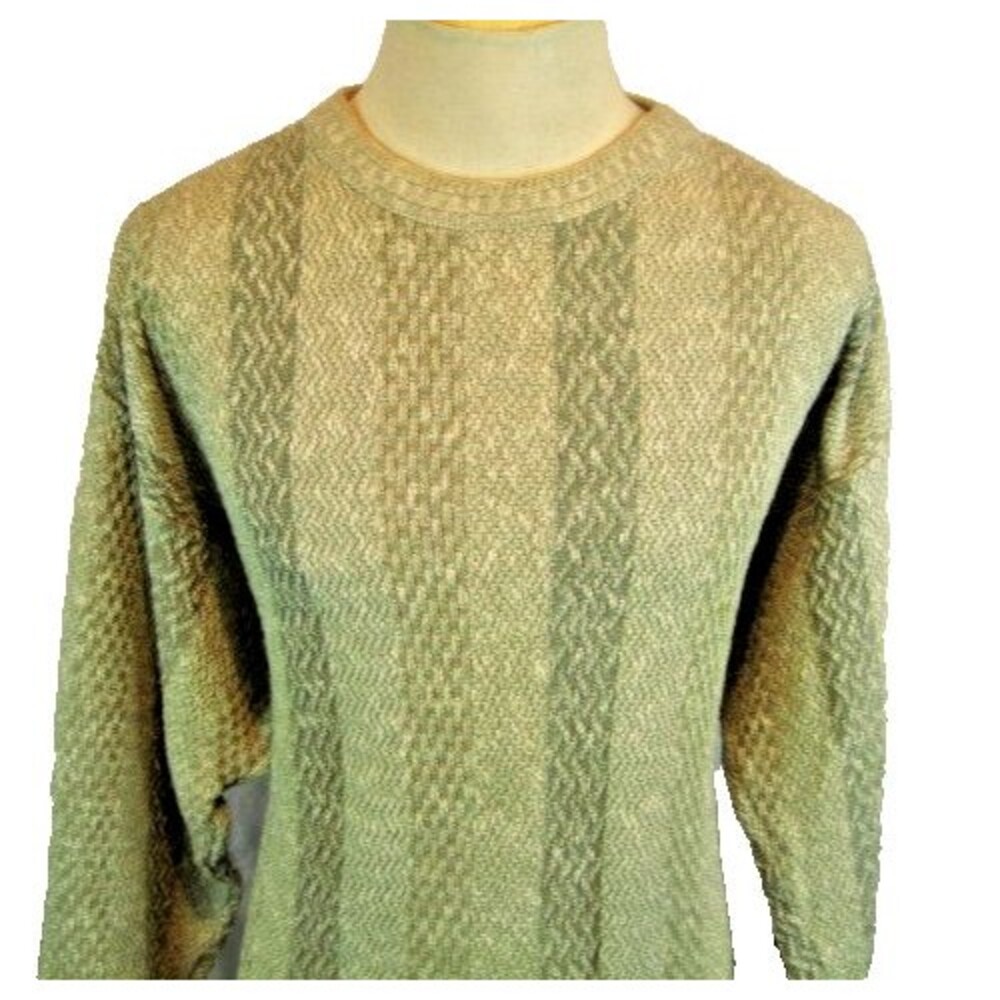 Men's Shenandoah Pullover Crew Neck Brown/Tan Stripe Cotton Sweater sz Lg